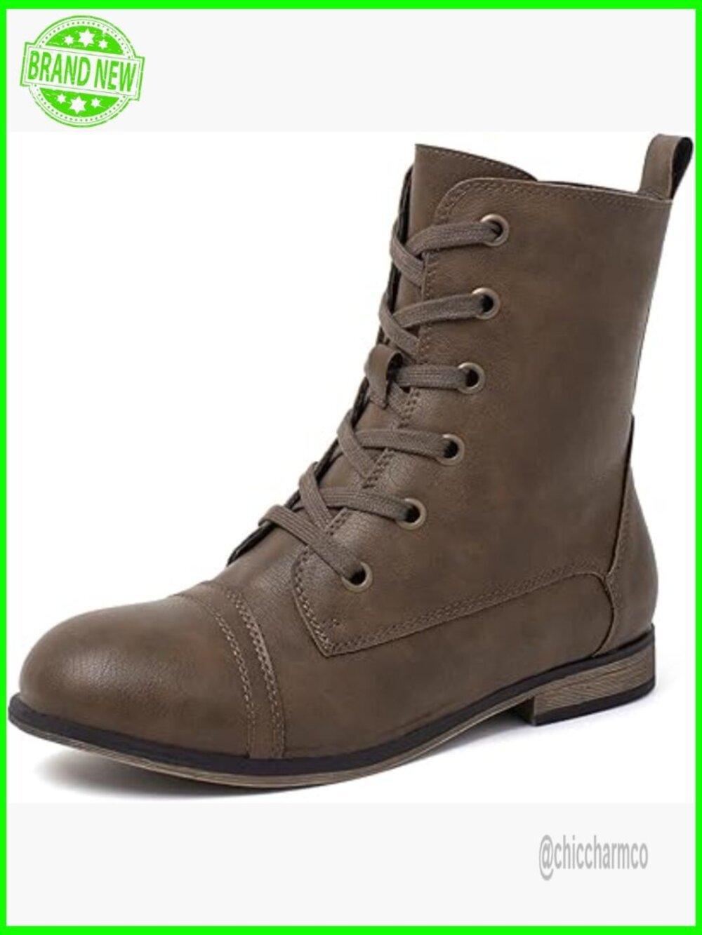 Women's Combat Boots Lace Up Military Ankle Booties Side Zipper